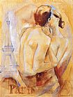 Talantbek Chekirov Famous Paintings - Kiss in Paris